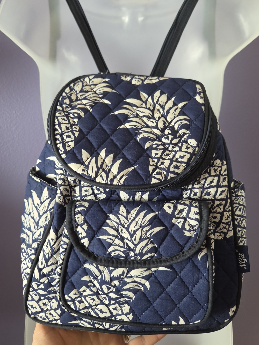 NGil Quilted Navy Pineapple Print Backpack